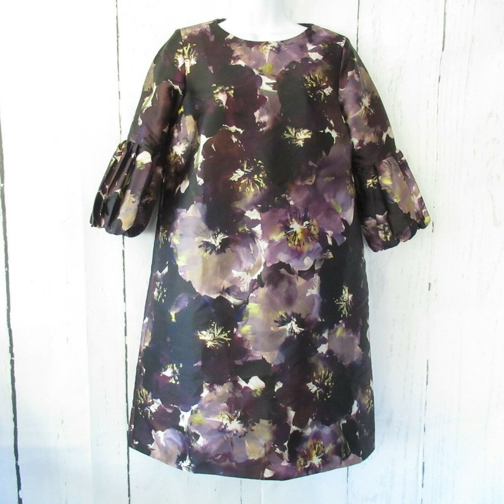 Ann Mashburn Dress Floral Taffeta Puff Sleeve